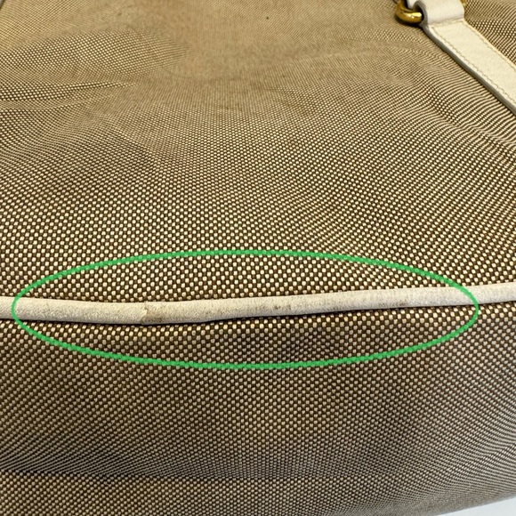 💯 Authentic Prada Beige/Brown Jacquard Logo Canvas and Leather Bow Top handle - Picture 15 of 16